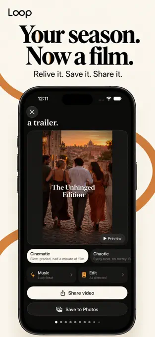 Loop app screenshot showing the finished season film